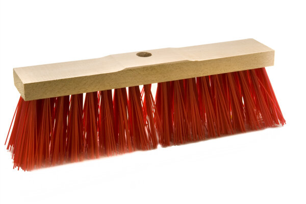 Straßenbesen, 400 mm, Sattelholz, PET Kunstfaser rot