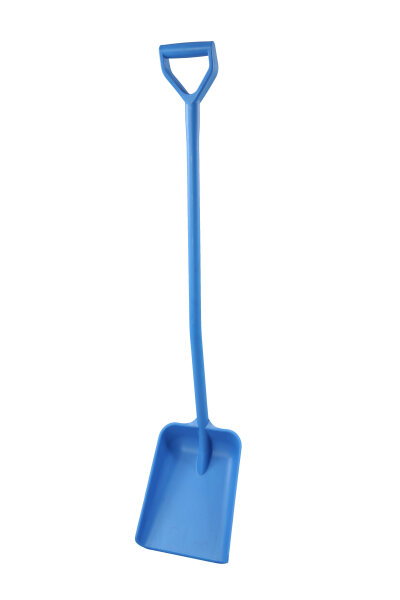 Ergonomische Schaufel, einteilig, mit langem Griff, 270 x 340 x 1330 mm, Polypropylen (PPN), blau