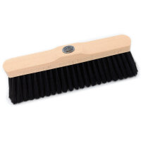 Besen, 280 mm, feine schwarze PET-Borste, unlackiert, mit Gewinde