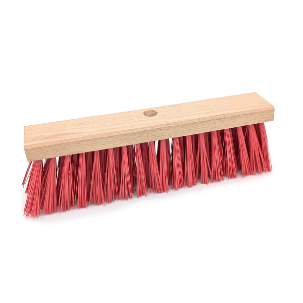 Strassenbesen, 400 mm, Flachholz, Kunstborste rot