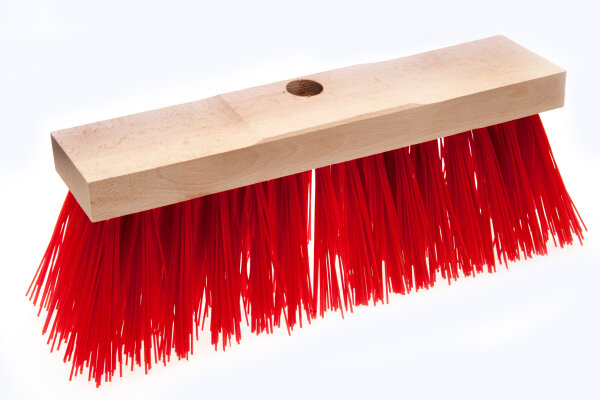 Straßenbesen, Sattelholz, PET Kunstfaser rot in verschiedenen Größen
