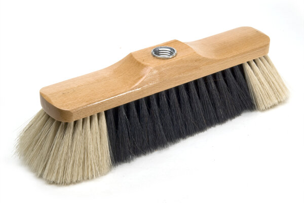 Besen, 280 mm, lackiert, Sattelholz mit feiner schwarzer PET-Borste