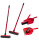 Besen und Kehrschaufel 2 er Set: 2 x Noppenbesen 290 mm mit Telestiel sowie 2 x Handfeger und Kehrschaufel rot