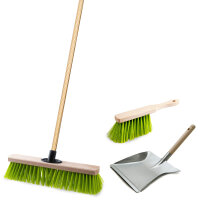 Kehr- & Gartenbesen-Set 4-teilig in Neongrün