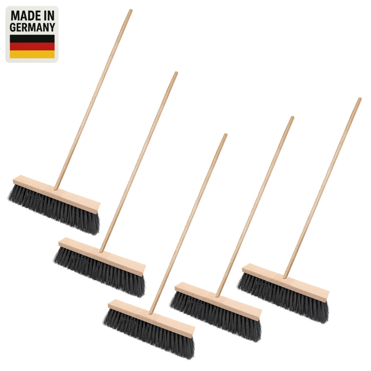 5er Profi-Besen Set mit Holzstiel & 1600 mm – breit, 103,90 €