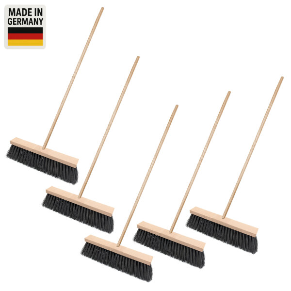 5er Profi-Besen Set mit Holzstiel & Straßenbesen – 1600 mm Stiel, 500 mm breit