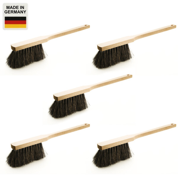 5 x Handfeger Set, 430 mm, Arenga, mit Aufhängeloch, Natur