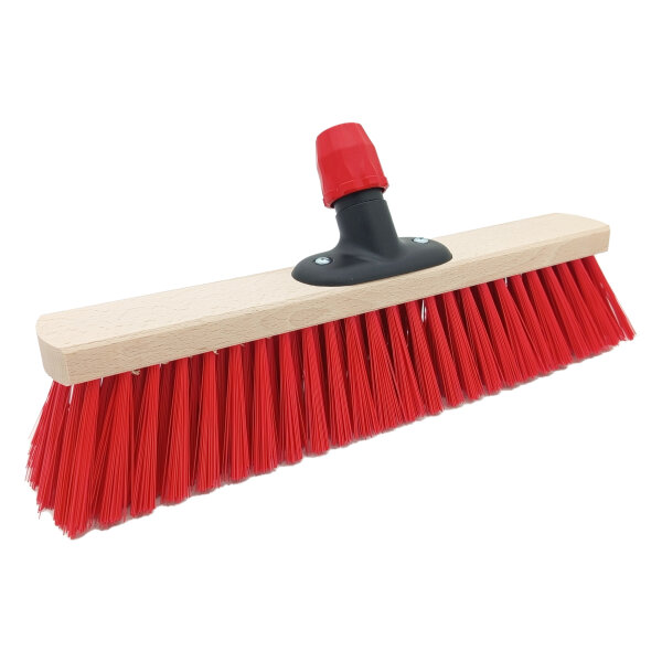Saalbesen, PET Kunstfaser rot, 400 mm, Universalstielhalter mit Überwurfmutter Ø 24 mm