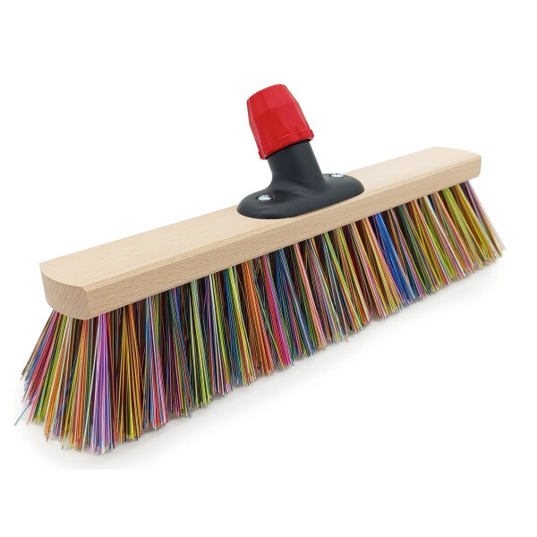 Saalbesen, 400 mm, "Konfetti", PET-Farbmix, Universalstielhalter mit Überwurfmutter Ø 24 mm