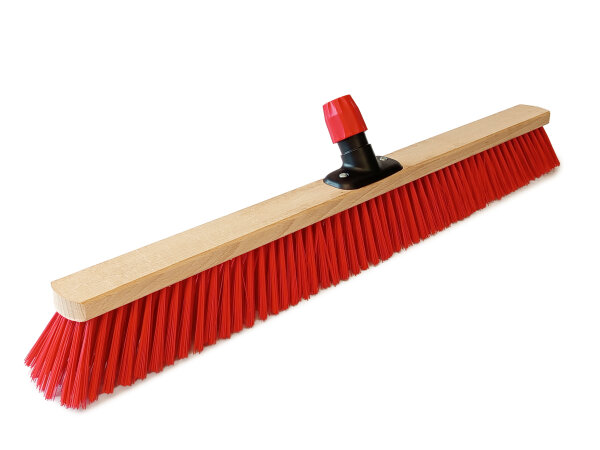Saalbesen, PET Kunstfaser rot, 800 mm, mit Universalstielhalter mit Überwurfmutter Ø 28 mm