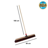 Saalbesen, Arenga / PET Kunstfaser, 800 mm, Universalstielhalter mit Überwurfmutter Ø 28 mm, mit 1600 mm Holzstiel Ø 28 mm