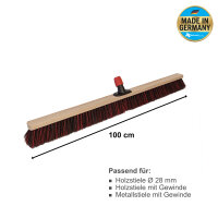 Saalbesen, Arenga / PET Kunstfaser, 1000 mm, Universalstielhalter mit Überwurfmutter Ø 28 mm, mit 1600 mm Holzstiel Ø 28 mm
