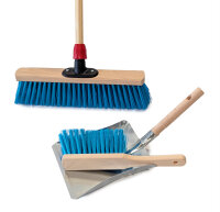 Kehr- & Gartenbesen-Set 4-teilig in Hellblau