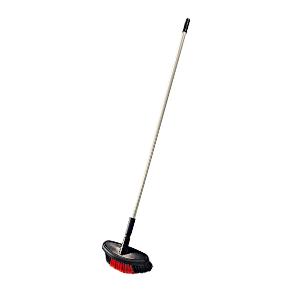 Waschbürste mit Wasserdurchlauf, rot mit Aluminium-Stiel (SET)