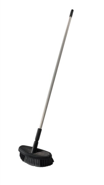 Waschbürste mit Wasserdurchlauf, grau mit Aluminium-Stiel (SET)