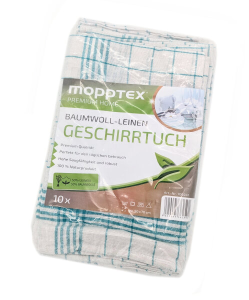 Geschirrtuch, Baumwoll-Leinen, 500 x 700 mm, grün, 10 er Pack